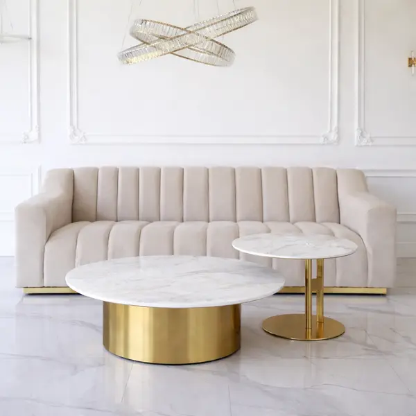 Ekskluzywny stolik kawowy nowoczesny z blatem Patagonia we włoskim stylu TWEEN GOLD​