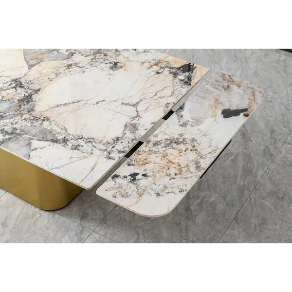 Stół nowoczesny złoty designerski z blatem Patagonia BELISSIMA