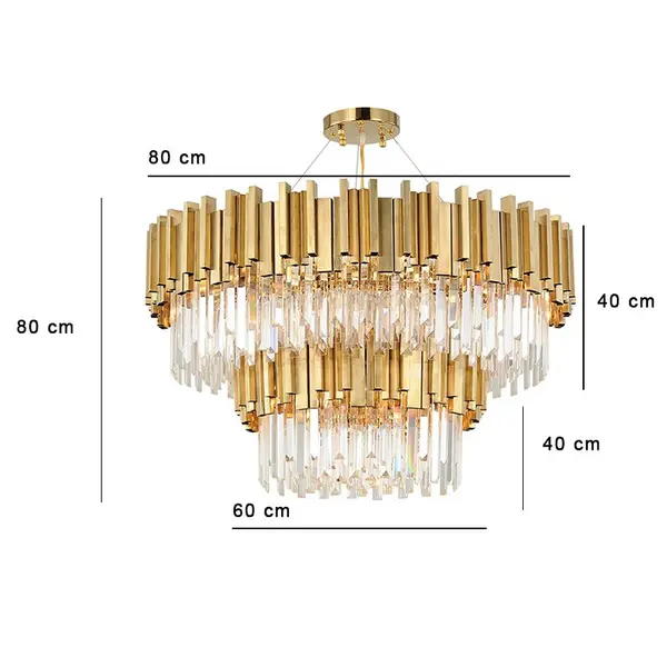 Luksusowy żyrandol kryształowy okrągły, duża lampa wisząca złota do salony EMPIRE XL OUTLET