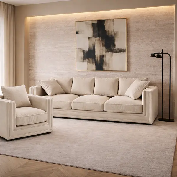 Nowoczesna sofa rozkładana tapicerowana z ozdobną kedrą NERO