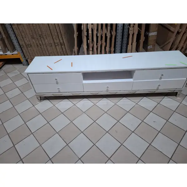 Komoda RTV glamour wysoki połysk biała srebrna nowoczesna luksusowa Lorenzo L Silver OUTLET