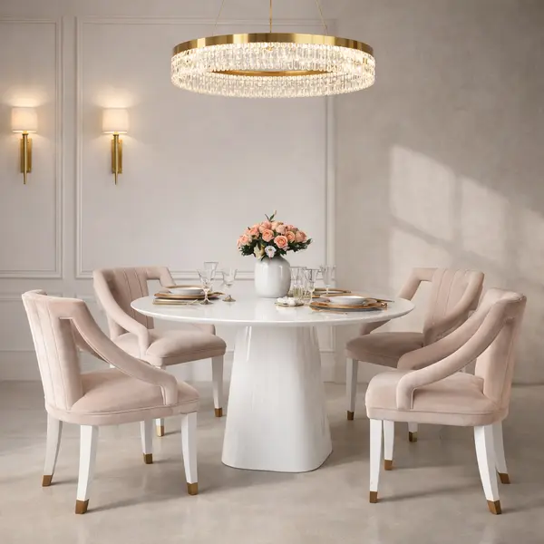 Stół glamour, do jadalni, drewniany, lakierowany, designerski, okrągły MODENA