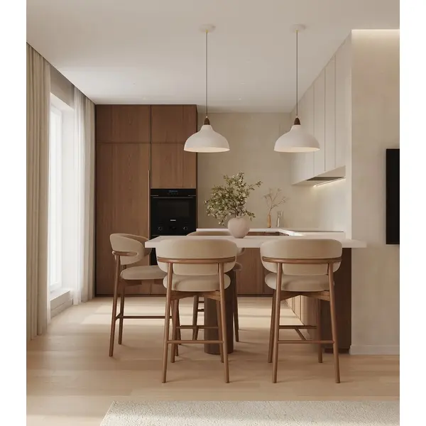 Hoker designerski drewniany nowoczesny do wyspy minimalistyczne krzesło barowe OLIVIA