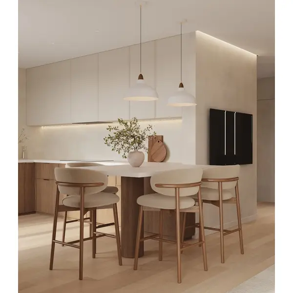 Hoker designerski drewniany nowoczesny do wyspy minimalistyczne krzesło barowe OLIVIA