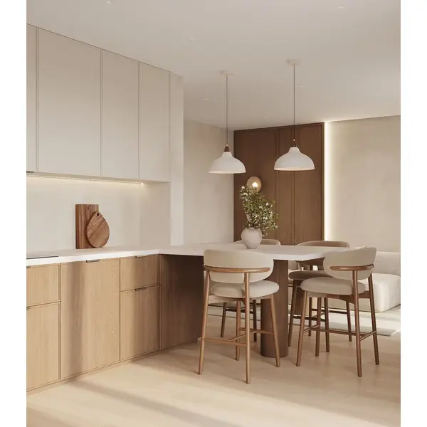 Hoker designerski drewniany nowoczesny do wyspy minimalistyczne krzesło barowe OLIVIA