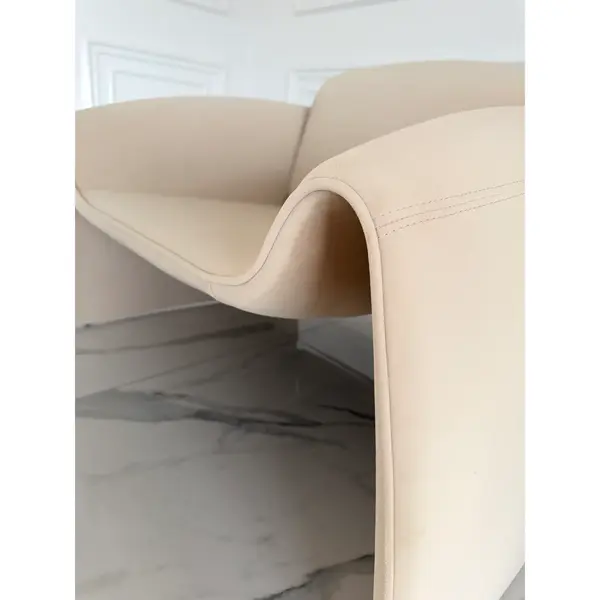 Designer leather armchair, modern, light beige, SPIDER