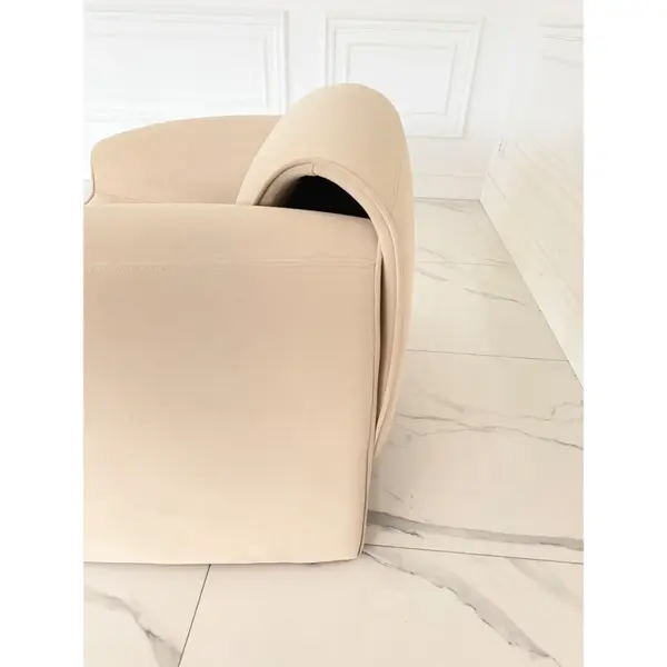 Designer leather armchair, modern, light beige, SPIDER