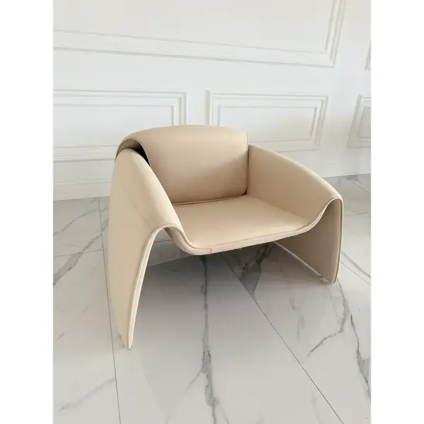 Designer leather armchair, modern, light beige, SPIDER