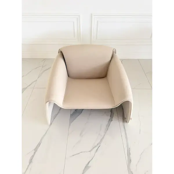 Designer leather armchair, modern, light beige, SPIDER