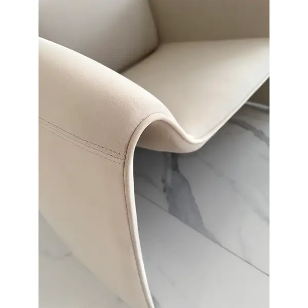 Designer leather armchair, modern, light beige, SPIDER