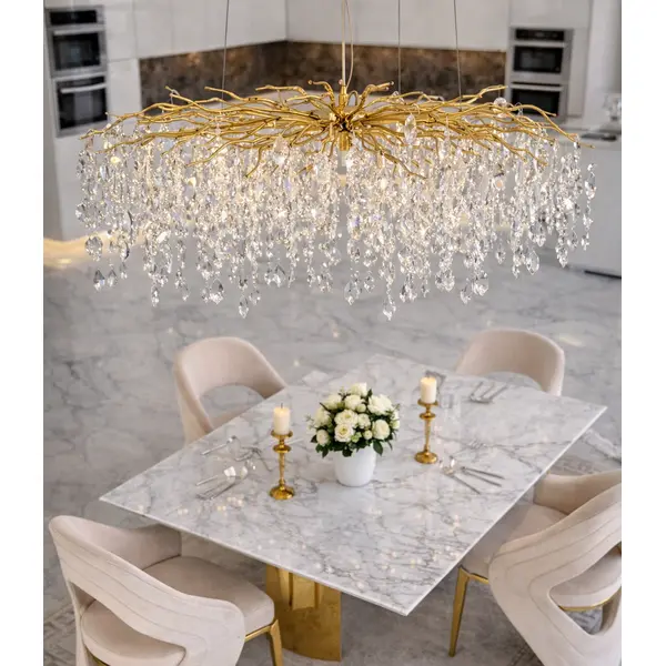 Modern Designer Crystal Chandelier in Gold from Queen