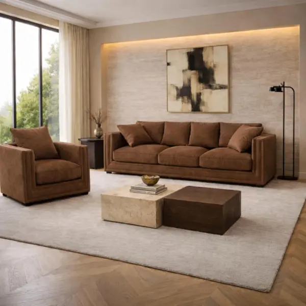 Nowoczesna sofa rozkładana tapicerowana z ozdobną kedrą NERO