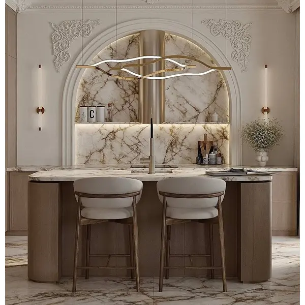 Hoker designerski drewniany nowoczesny do wyspy minimalistyczne krzesło barowe OLIVIA