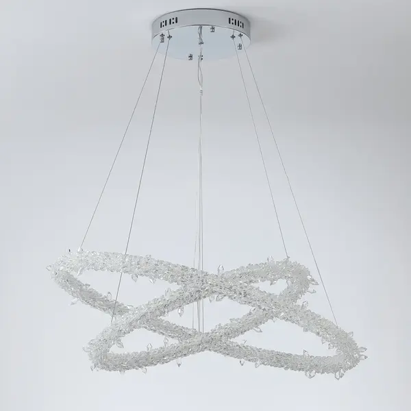 Glamorous ICE M crystal LED ceiling chandelier, round, modern silver
