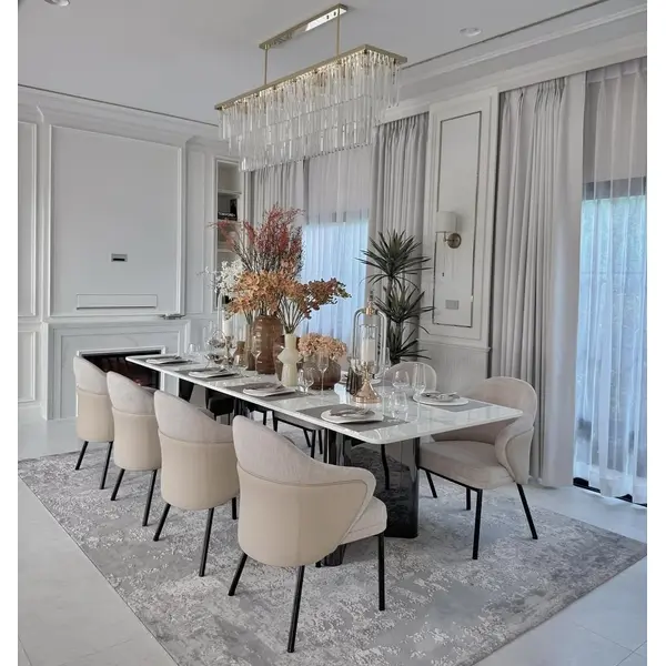 Nowoczesne ekskluzywne krzesło do jadalni na czarnych metalowych nogach LINEA