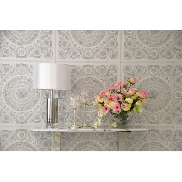 Lampa stołowa glamour, luksusowa stalowa, duża, nowoczesna, srebrna SOFIA OUTLET