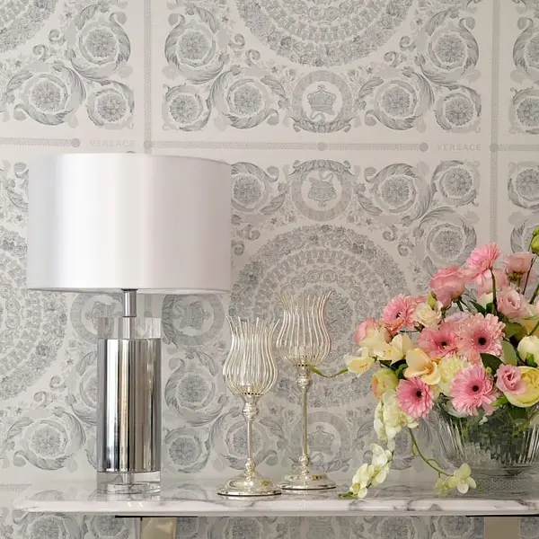 Lampa stołowa glamour, luksusowa stalowa, duża, nowoczesna, srebrna SOFIA OUTLET