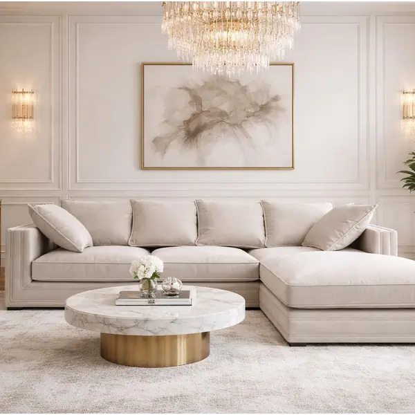 Aksamitny narożnik, nowoczesna kanapa narożna z funkcją spania i kedrą  NERO