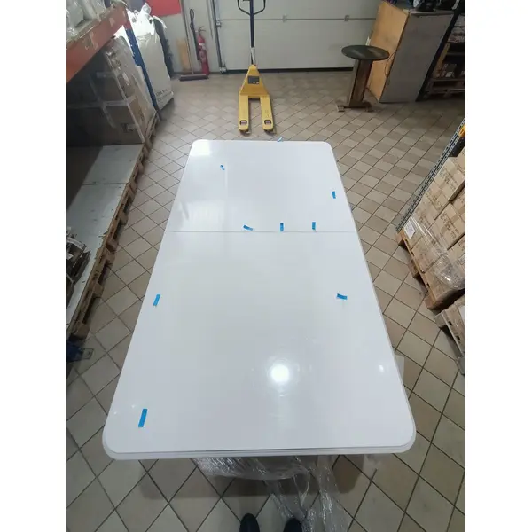 Stół rozkladany drewniany glamour do jadalni, wysoki połysk, biały złoty QUEEN OUTLET