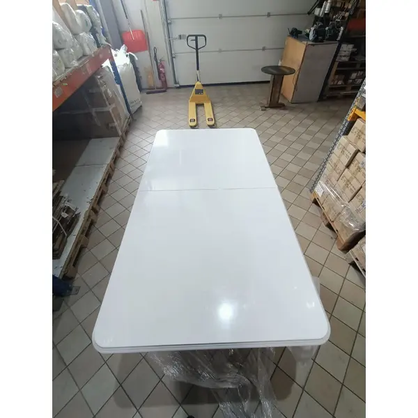 Stół rozkladany drewniany glamour do jadalni, wysoki połysk, biały złoty QUEEN OUTLET