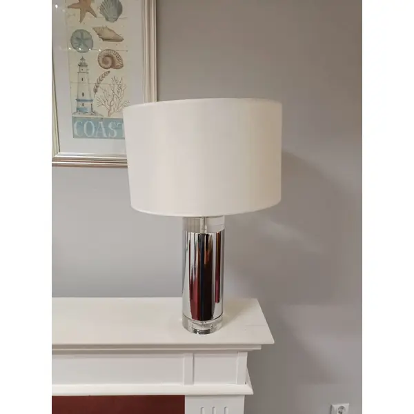 Lampa stołowa glamour, luksusowa stalowa, duża, nowoczesna, srebrna SOFIA OUTLET
