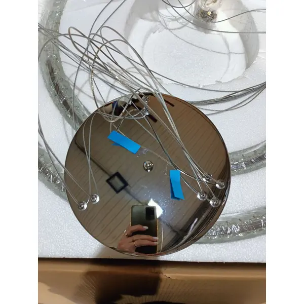 Żyrandol kryształowy nowoczesny ring srebrny glamour okrągły CRYSTAL L OUTLET