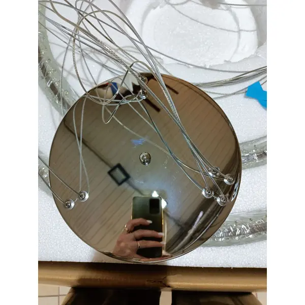 Żyrandol kryształowy nowoczesny ring srebrny glamour okrągły CRYSTAL L OUTLET