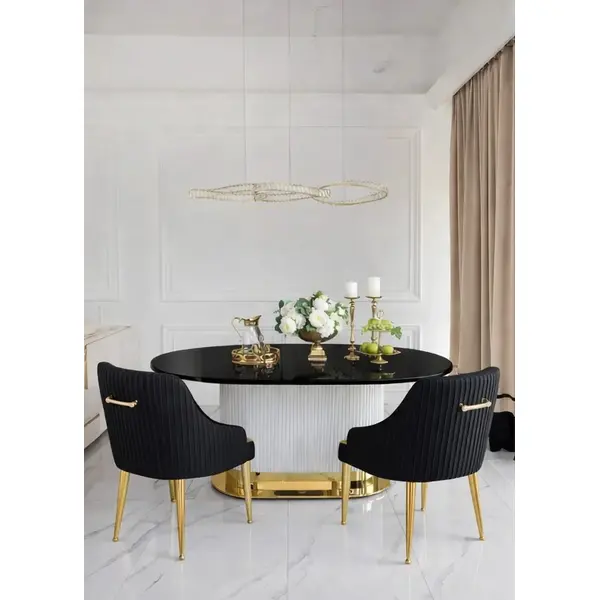 Stół złoty z marmurowym blatem, glamour do jadalni, nowoczesny, designerski ROYAL