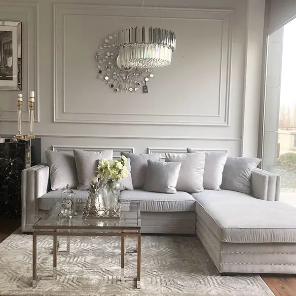 Aksamitny narożnik, nowoczesna kanapa narożna z funkcją spania i kedrą  NERO