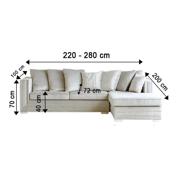 Aksamitny narożnik, nowoczesna kanapa narożna z funkcją spania i kedrą  NERO