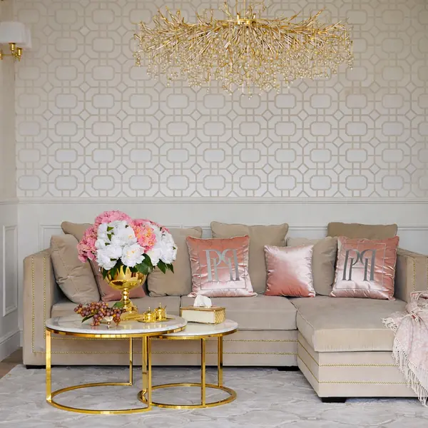 Aksamitny narożnik złoty, srebrny z funkcją spania nowoczesna kanapa narożna NERO