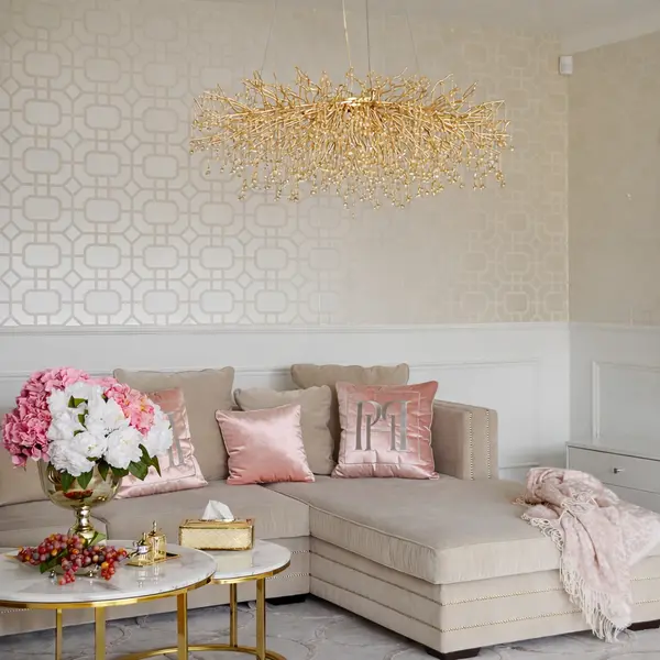 Aksamitny narożnik złoty, srebrny z funkcją spania nowoczesna kanapa narożna NERO