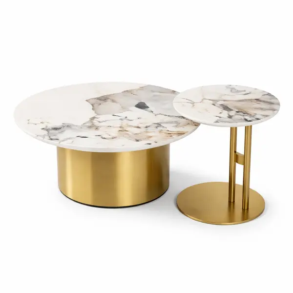 Ekskluzywny stolik kawowy nowoczesny z blatem Patagonia we włoskim stylu TWEEN GOLD​