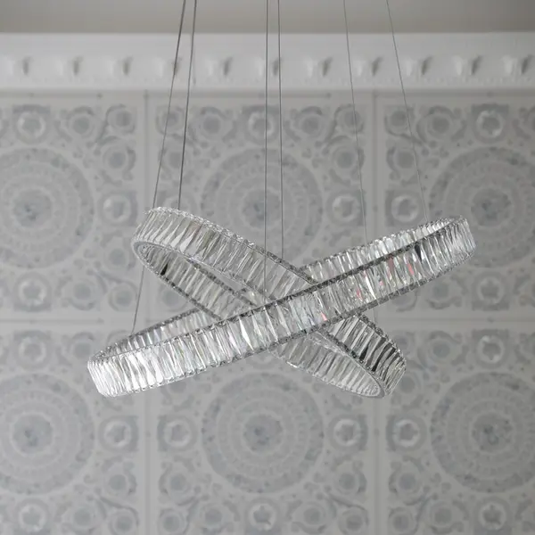 Żyrandol kryształowy nowoczesny ring srebrny glamour okrągły CRYSTAL L OUTLET