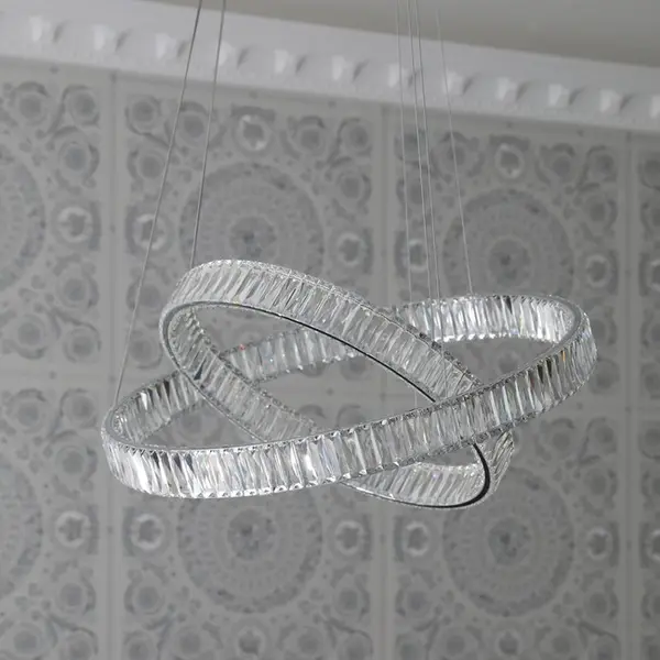 Żyrandol kryształowy nowoczesny ring srebrny glamour okrągły CRYSTAL L OUTLET