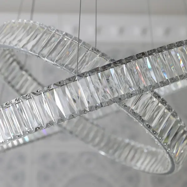 Żyrandol kryształowy nowoczesny ring srebrny glamour okrągły CRYSTAL L OUTLET