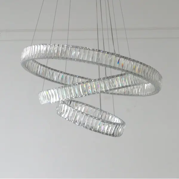 Żyrandol kryształowy srebrny nowoczesny ring 80 60 40 cm CRYSTAL XL