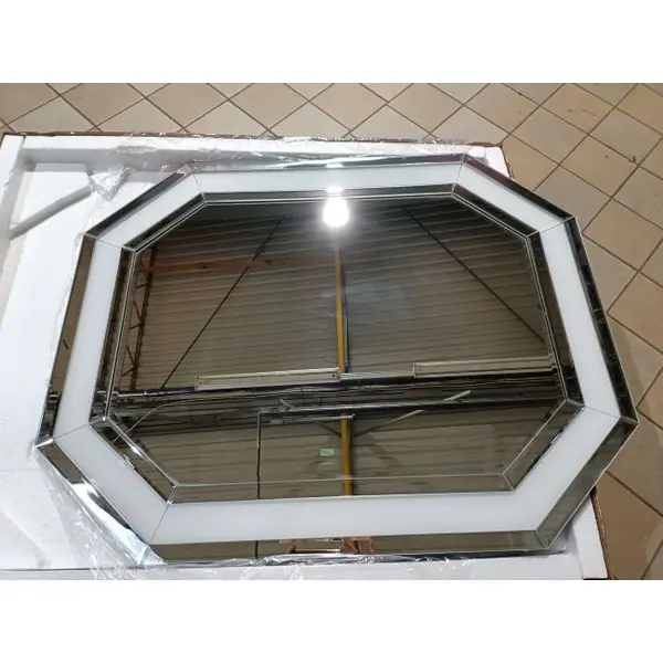 Lustro geometryczne RARE SILVER glamour w srebrnej ramie, 80x100 OUTLET