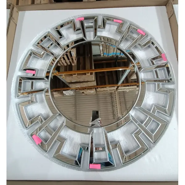 Lustro dekoracyjne glamour w stylu nowojorskim srebrne ELISE OUTLET