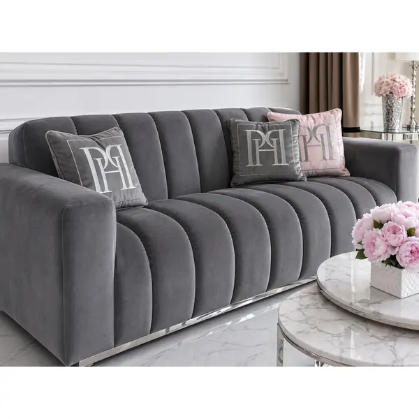 Exclusive glamor sofa for the living room, silver gray LONDON