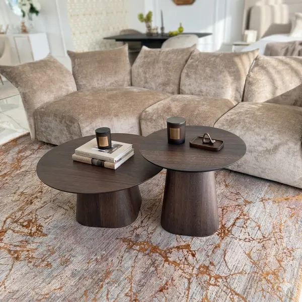 Moderner runder Couchtisch aus Holz, lackiert MODENA