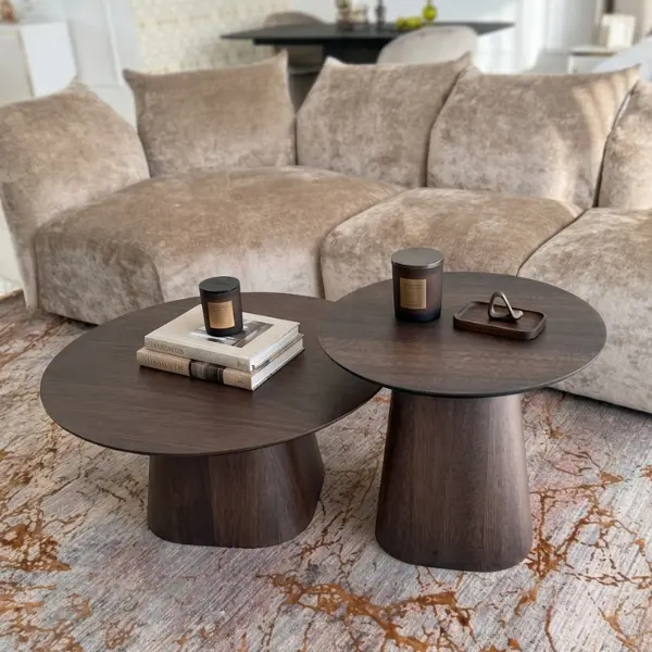 Moderner runder Couchtisch aus Holz, lackiert MODENA