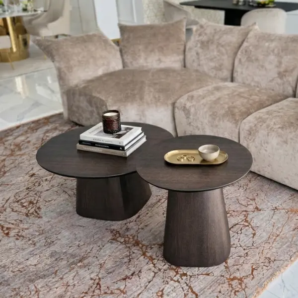 Moderner runder Couchtisch aus Holz, lackiert MODENA