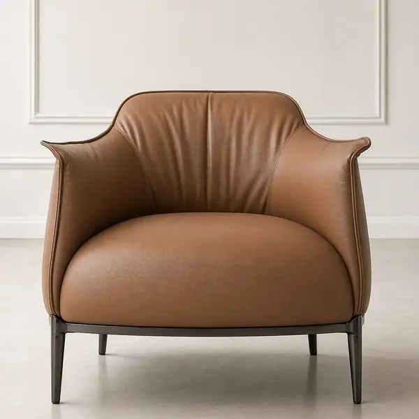 Designerski nowoczesny fotel luksusowy do salonu do gabinetu z podnóżkiem MODERN