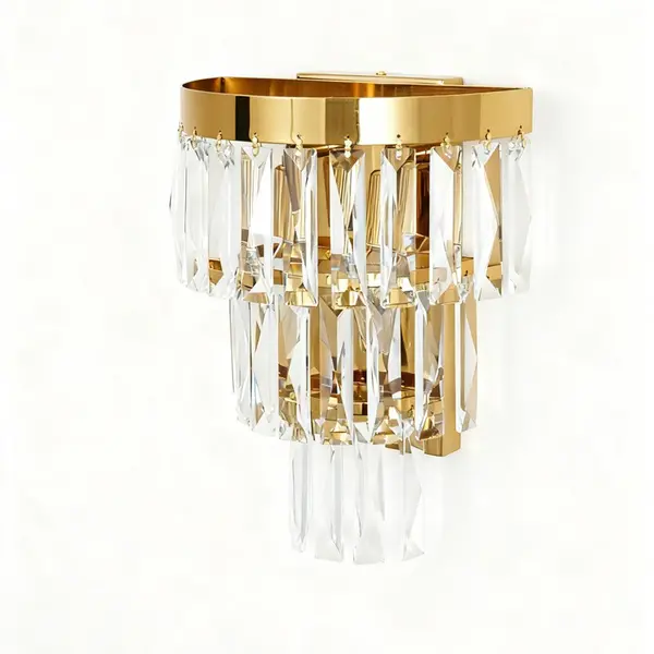 Kinkiet kryształowy, złoty,  lampa ścienna DIAMOND 3 OUTLET