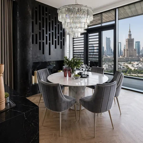 Exclusive glamor dining chair, straight legs, gray, silver DIANA