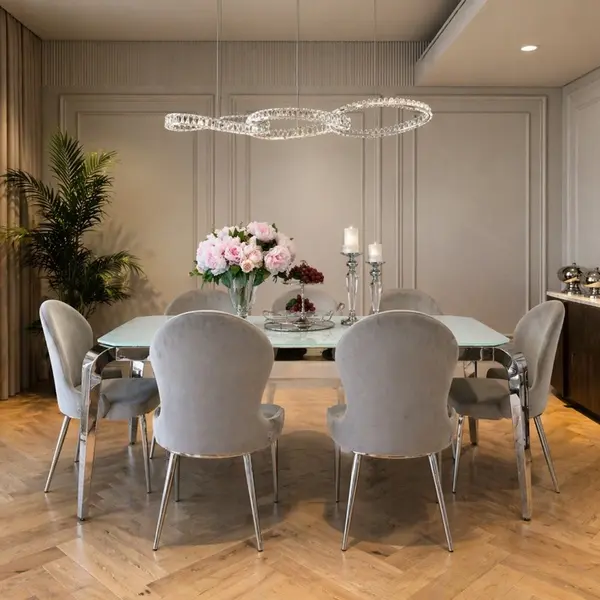 LOUIS modern grey upholstered glamour New York-style steel chair 49x55x95