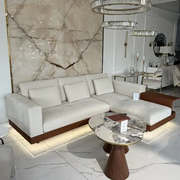 Sofa narożna z półką, nowoczesny narożnik, do salonu NAPOLEONE