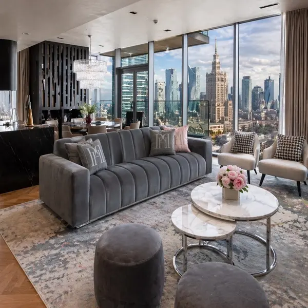 Exclusive glamor sofa for the living room, silver gray LONDON