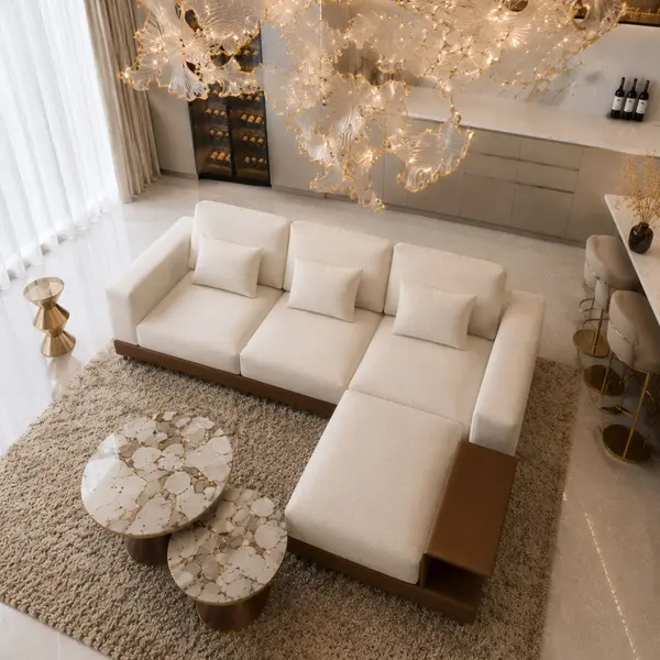 Sofa narożna z półką, nowoczesny narożnik, do salonu NAPOLEONE
